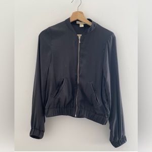 HM dark grey satin bomber